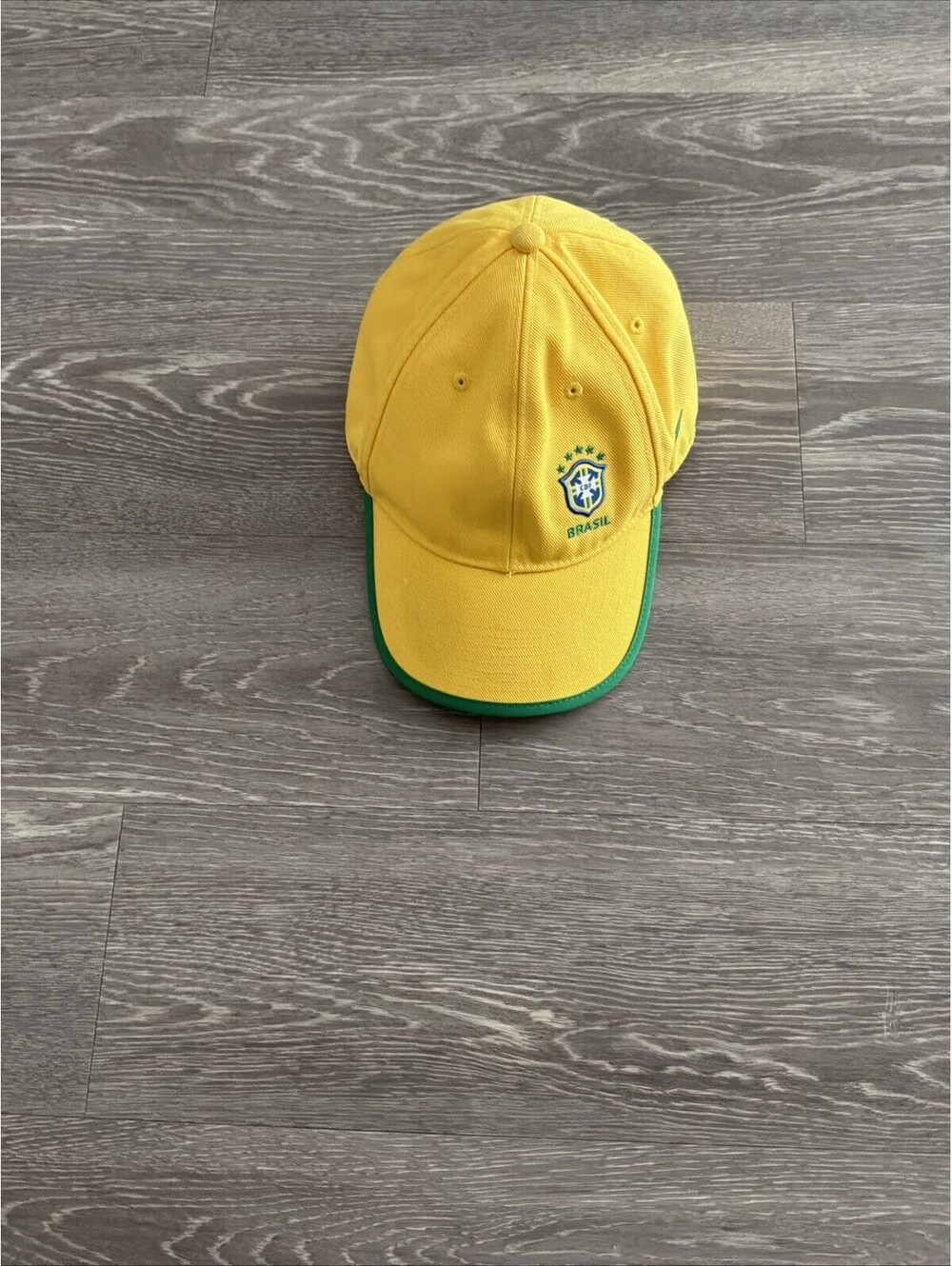 Vintage Nike Brazil Soccer Cap Football Hat Y2K Drill Yellow